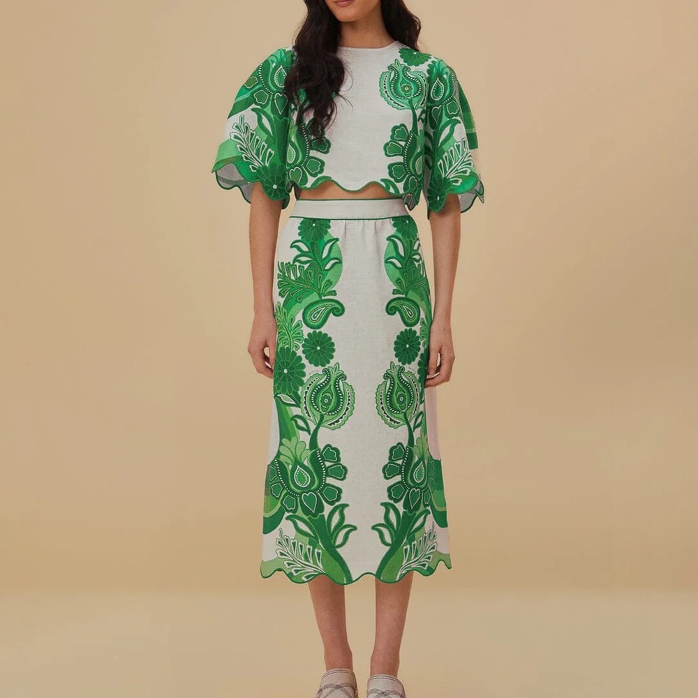 NWT FARM Rio Festival Midi Skirt Size M